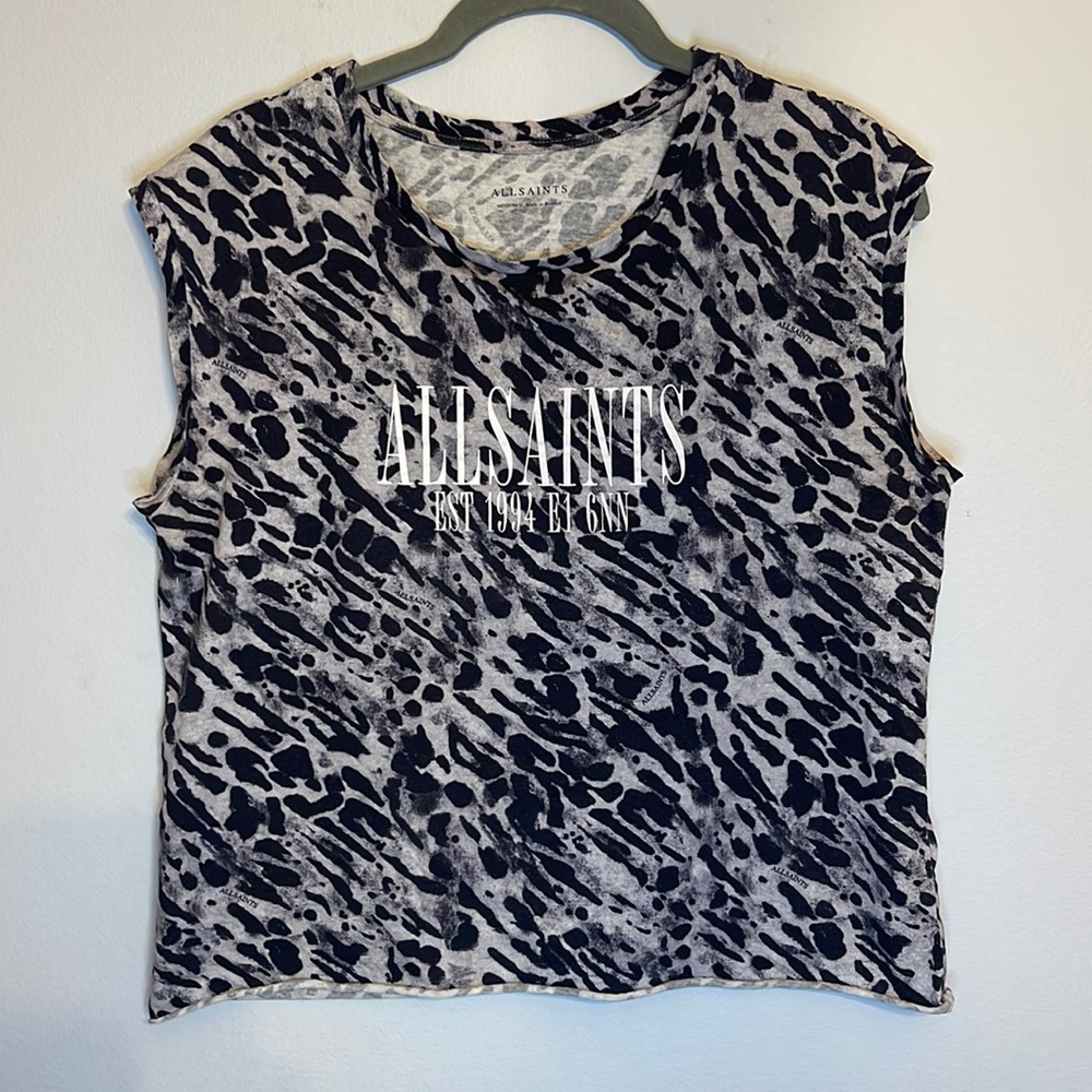 All Saints Zebra Striped Crop Top
